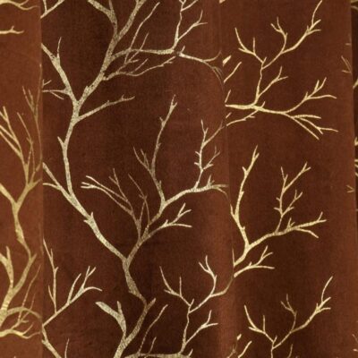 Premium Velvet Room Darkening Curtains with Tree Design – Set of 4