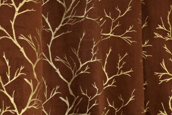 Premium Velvet Room Darkening Curtains with Tree Design - Set of 4