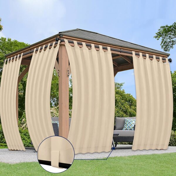 PureFit Waterproof Outdoor Curtains for Patio, Gazebo, and Pergola Privacy