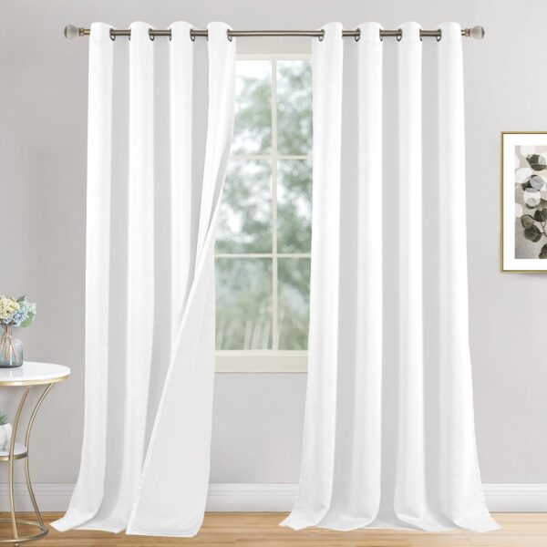 QUEMAS 90 Inch Blackout Curtains: Soundproof Thermal Insulated Drapes for Living Room