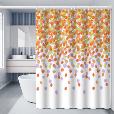 RUDRANI Spring Bohemian Shower Curtain: Fresh Polka-Dot Design for Home Decor