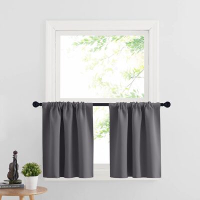 RYB HOME Grey Half Window Curtains for Privacy and Energy Savings