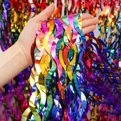 Rainbow Fringe Curtain Backdrop for Birthday Parties and Events – 2 Pack