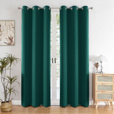 Rama Green Blackout Curtains Set of 2 – 75% Light Blocking Drapes