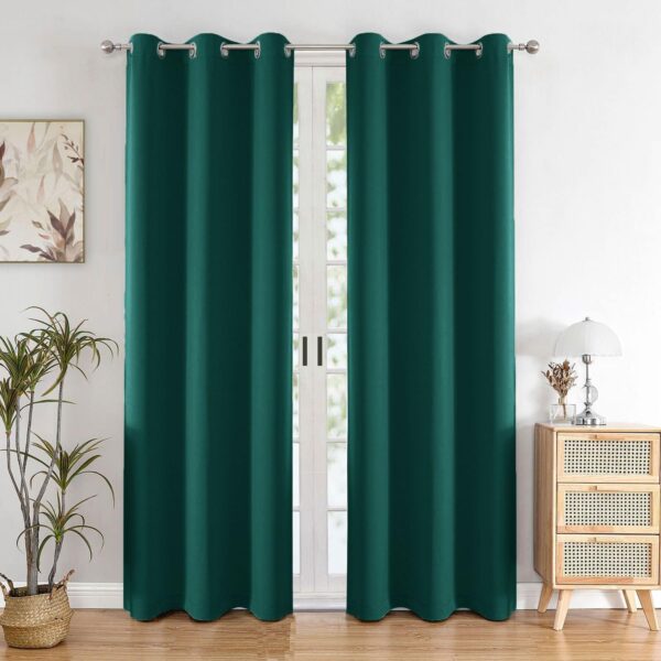 Rama Green Blackout Curtains Set of 2 - 75% Light Blocking Drapes