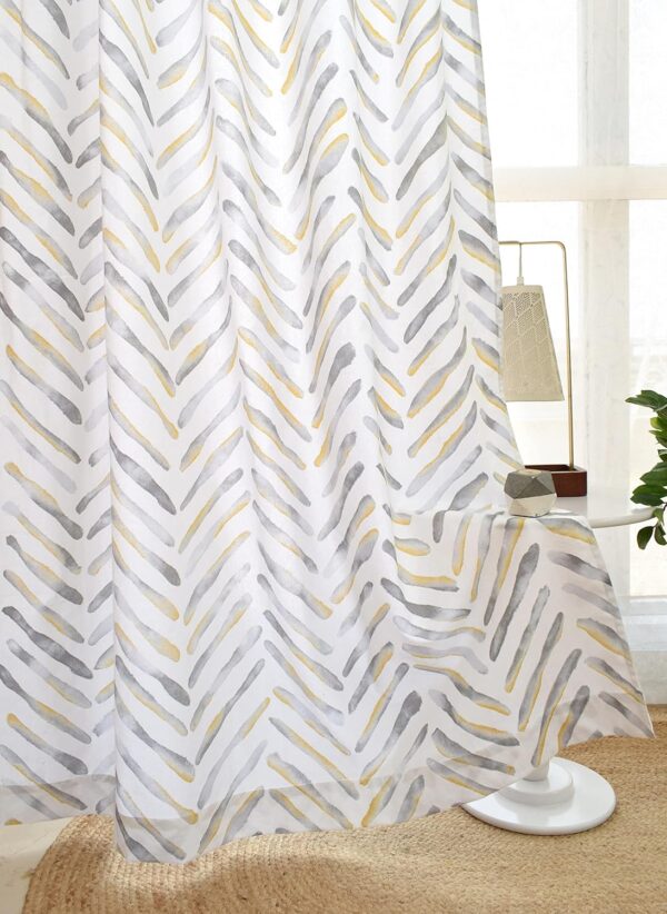 Room Darkening 100% Cotton Curtains with Watercolor Chevron Print - Set of 2