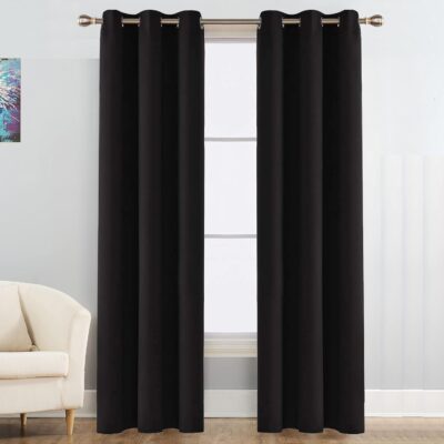 Room Darkening Blackout Curtains – 5 Feet Thermal Insulated Window Treatment