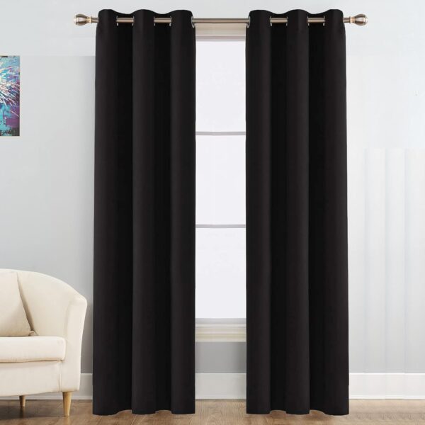 Room Darkening Blackout Curtains 6 Feet - Insulated Thermal Window Drapes