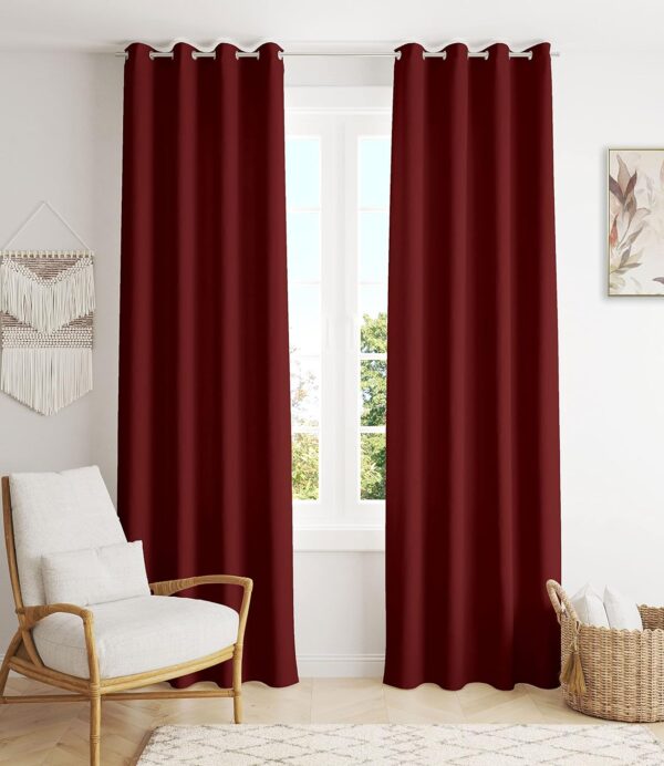 Room Darkening Blackout Curtains 9 Feet Long, Thermal Insulated Maroon Panels