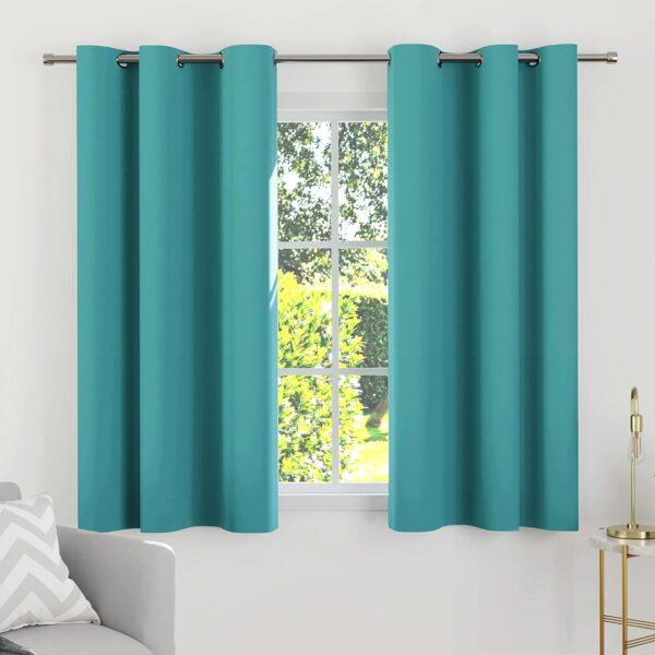 Room Darkening Teal Curtains | 80% Blackout Window Treatment Set of 2