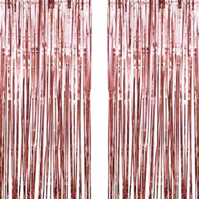 Rose Gold Foil Wall Curtains – Adjustable 2Ft x 5Ft, Pack of 2