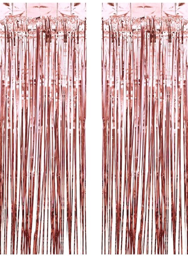 Rose Gold Foil Wall Curtains - Adjustable 2Ft x 5Ft, Pack of 2