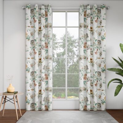 Sage-Bloom Printed Door Curtains: Elegant 84″x52″ Panels for Your Home