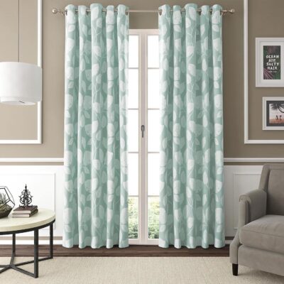 Sea Green Modern Abstract Curtains for Living Room & Bedroom, Set of 2