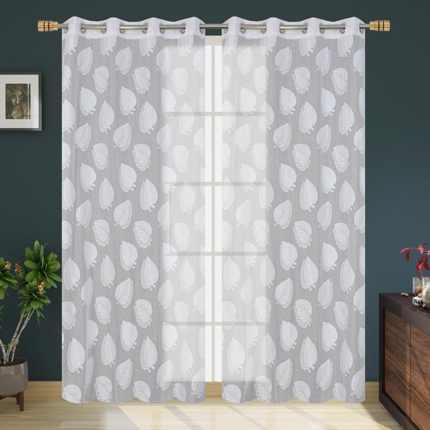 Elegant Sheer Curtains: 6 Feet Long Light Filtering Panels for Doors