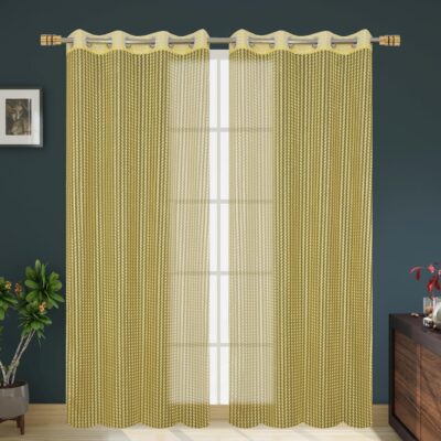 Sheer Yellow Curtains 8 Feet Long for Doors & Windows – 2pc Set