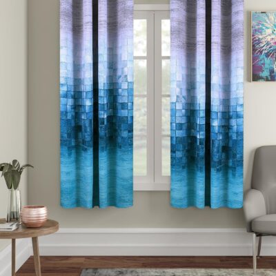 Sky Blue and Grey Solimo Blackout Curtains – 5 Feet Opaque Window Drapes