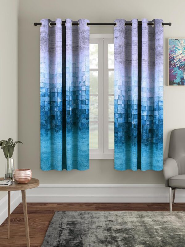 Sky Blue and Grey Solimo Blackout Curtains - 5 Feet Opaque Window Drapes