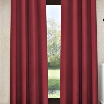 Solid Blackout Eyelet Curtains in Maroon – 2 Piece Set for Style