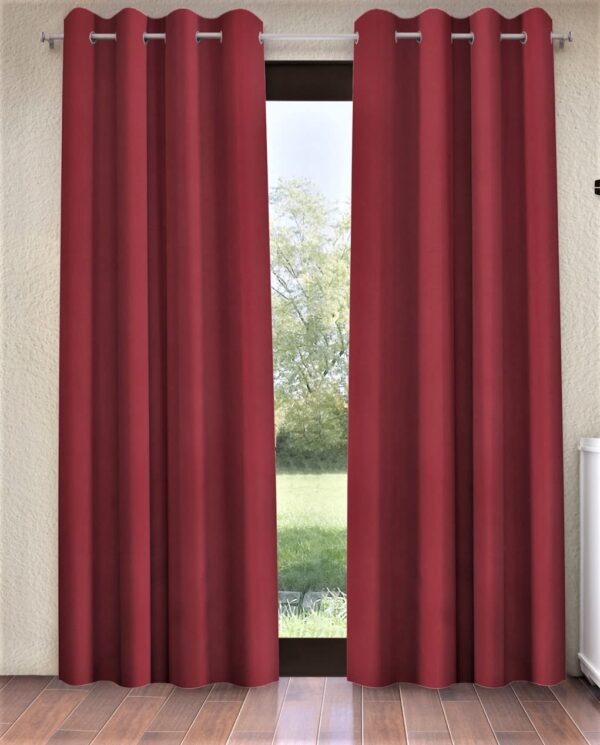 Solid Blackout Eyelet Curtains in Maroon - 2 Piece Set for Style