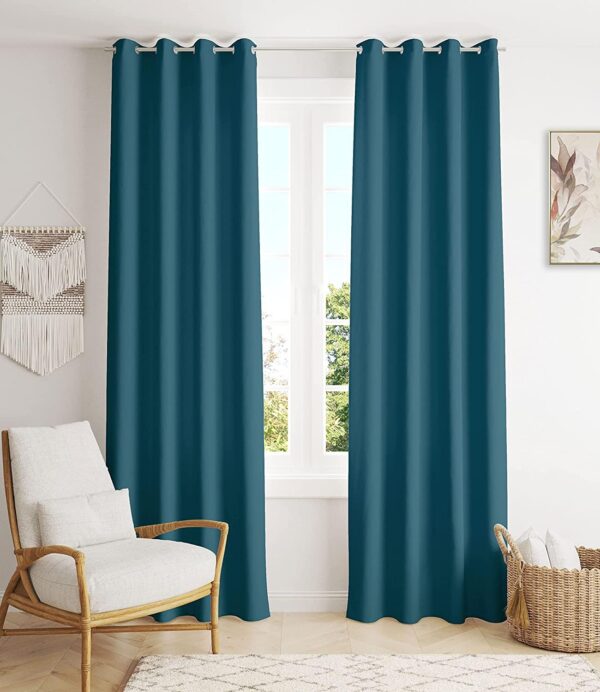 Solid Teal Blackout Door Curtains for Living Room and Bedroom Decor