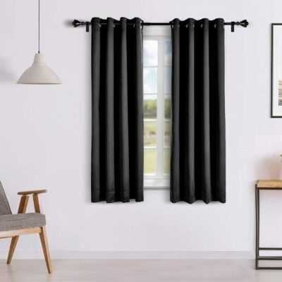 Solimo Blackout Curtains Set of 2 – 5 Feet Room Darkening Black Curtains