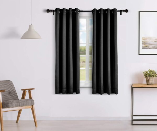 Solimo Blackout Curtains Set of 2 - 5 Feet Room Darkening Black Curtains