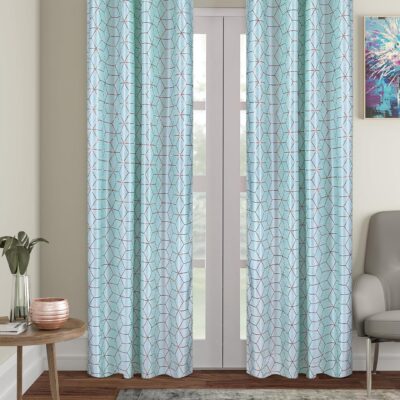 Solimo Blue Polyester Knitting Foil Long Door Curtains – Pack of 2, 9 Feet