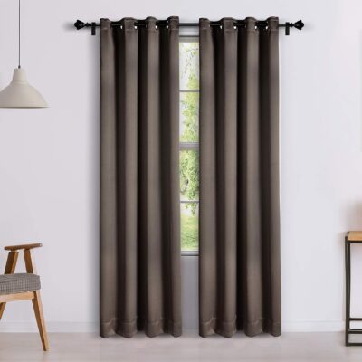 Solimo Brown Room Darkening Blackout Curtains – 7ft Eyelet Set of 2