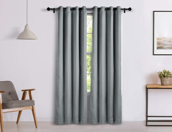 Solimo Grey Room Darkening Blackout Curtains for Doors - 7 Feet Long