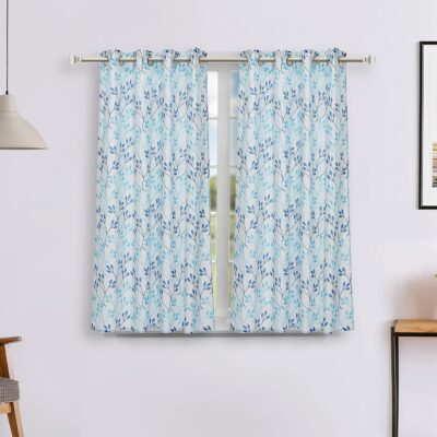 Solimo Leaf Print Polyester Curtains – Light-Filtering, 5 Feet, Pack of 2