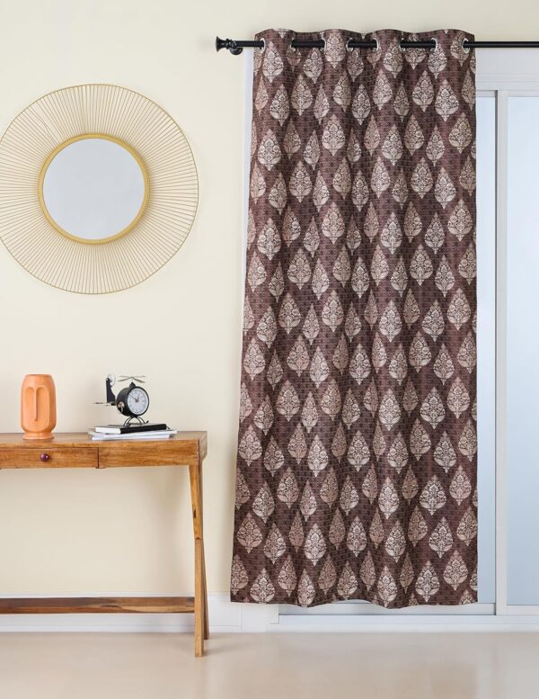 Solimo Premium Leaf Print Curtains - 7 FT Polyester, Easy Maintenance, Coffee Set