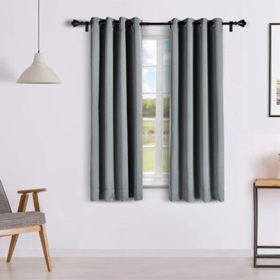 Solimo Room Darkening Blackout Curtains Set of 2 – 5 Feet Grey