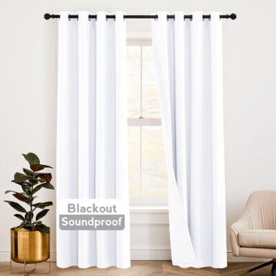 Soundproof Blackout Curtains for Living Room – Insulated Noise Reducing Drapes