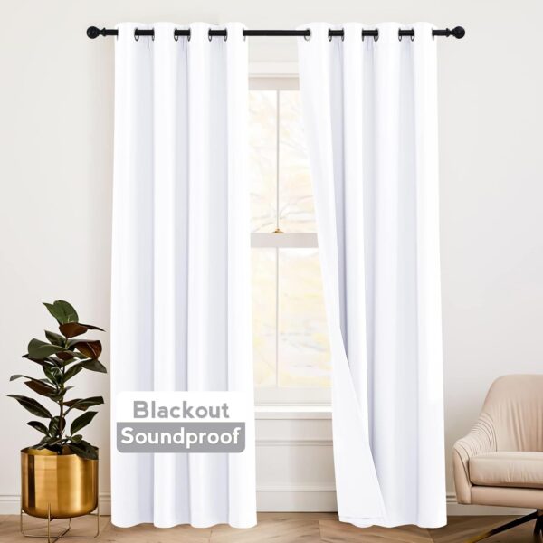 Soundproof Blackout Curtains for Living Room - Insulated Noise Reducing Drapes