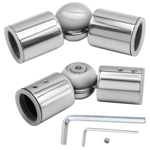 Stainless Steel Adjustable Curtain Rod Connectors for Corner Windows and Angles