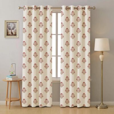 Stylish 100% Cotton Floral Curtains for Light Filtering Windows 5 Feet Long