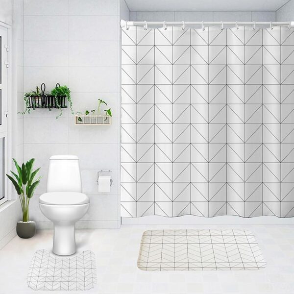 Stylish 3-Piece Bathroom Accessories Set: Shower Curtain and Anti-Skid Mats