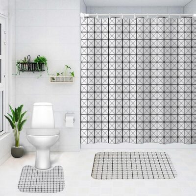 Stylish 3-Piece Shower Curtain & Anti-Skid Bath Mat Set for Your Bathroom