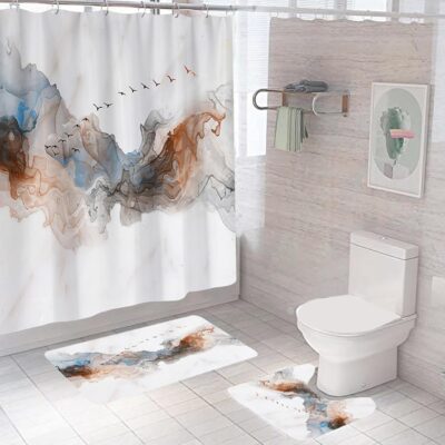 Stylish 3-Piece Shower Curtain & Anti-Skid Bathroom Mat Set for Comfort