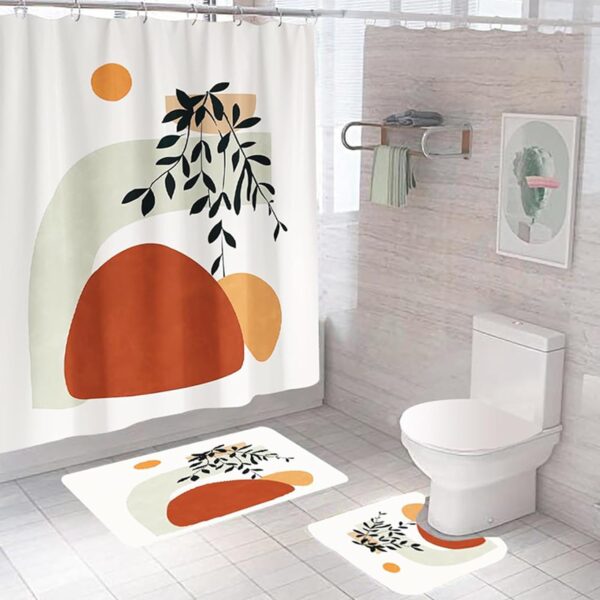 Stylish 3-Piece Shower Curtain and Anti-Skid Bath Mat Set for Bathrooms