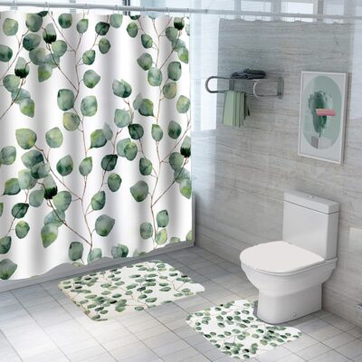 Stylish 3-Piece Shower Curtain and Bath Mat Set for Modern Bathrooms