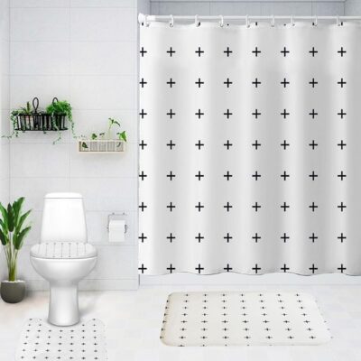 Stylish 3-Piece Shower Curtain and Non-Slip Bathroom Mat Set