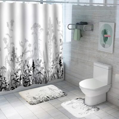 Stylish 3pc Shower Curtain & Mat Set – Non-Slip, Mold Resistant Design