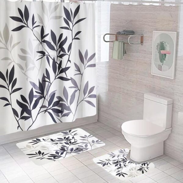 Stylish 3pc Shower Curtain and Non-Slip Bathroom Mat Set for Comfort