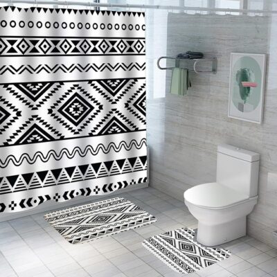 Stylish Aztec Shower Curtain & Non-Slip Bath Mat Set for Your Bathroom