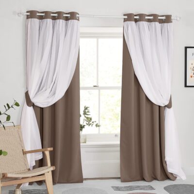 Stylish BFAM 100% Blackout Curtains with Sheer Overlay for Ultimate Privacy