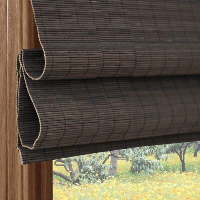 Stylish Bamboo Roller Shades: Light Filtering Blinds in Dark Brown 64″x60″