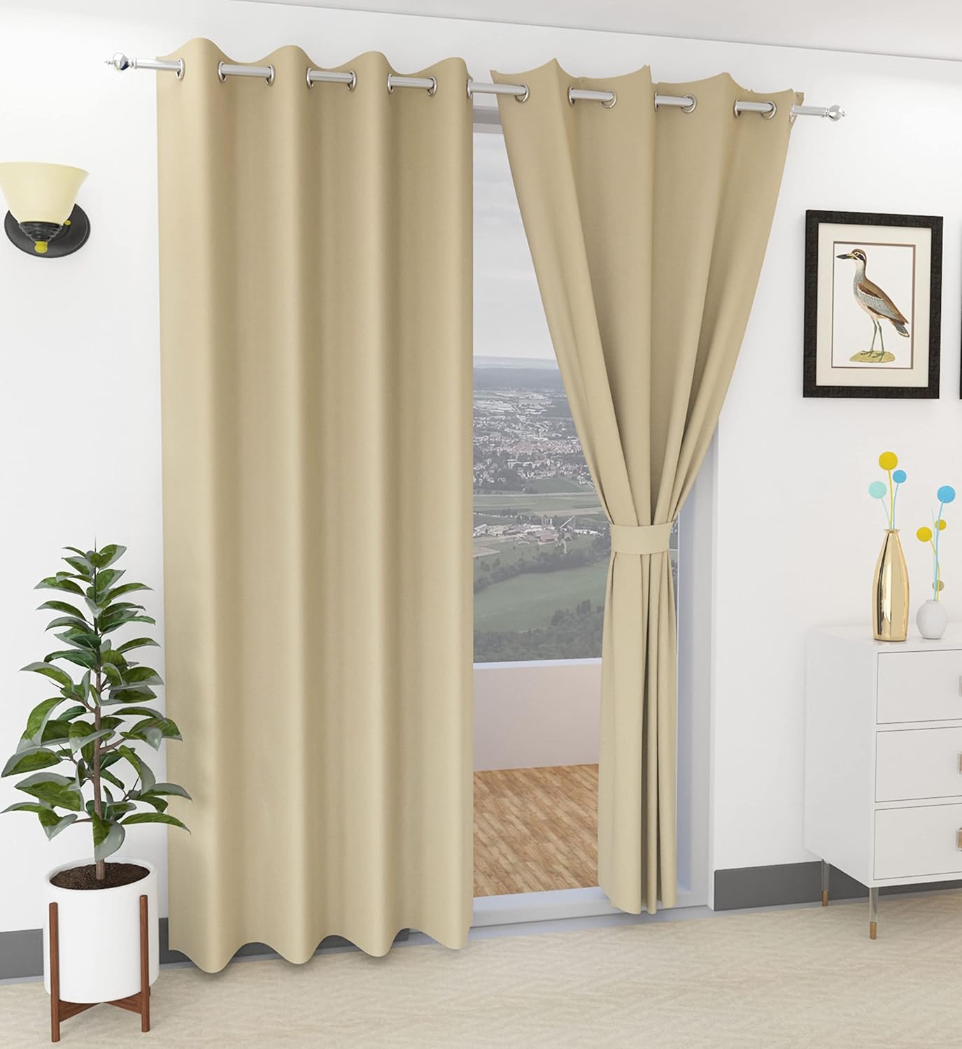 Stylish Beige Blackout Door Curtains: Enhance Your Home with Elegance