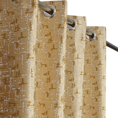 Stylish Beige Polyester Blackout Curtains for Bedroom and Living Room Decor